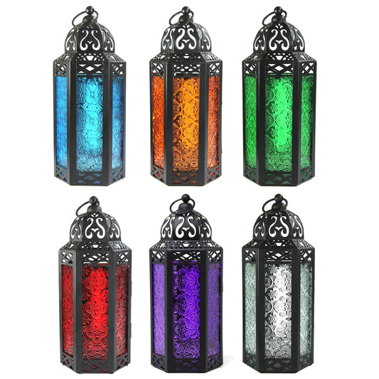 6pk Decorative Moroccan Candle Lantern Holder for Home Decor, Patio, Weddings, Assorted Colors, Medium - Assorted Medium - MAIN