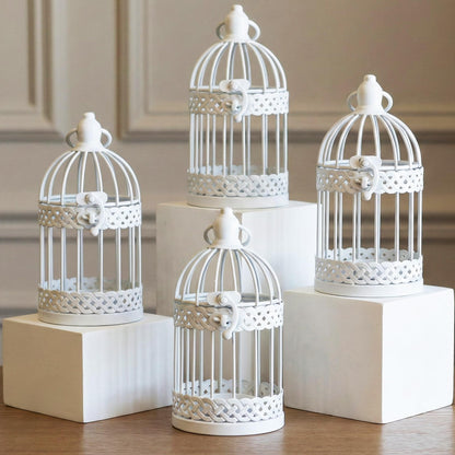 Birdcage Candle Lantern Set - White Small - MAIN