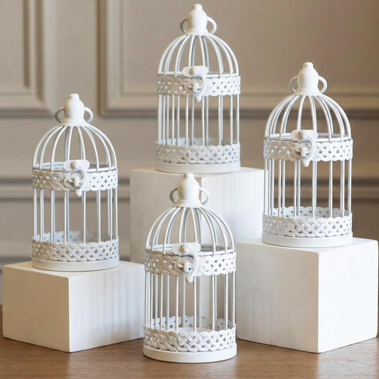 Birdcage Candle Lantern Set - White Small - MAIN