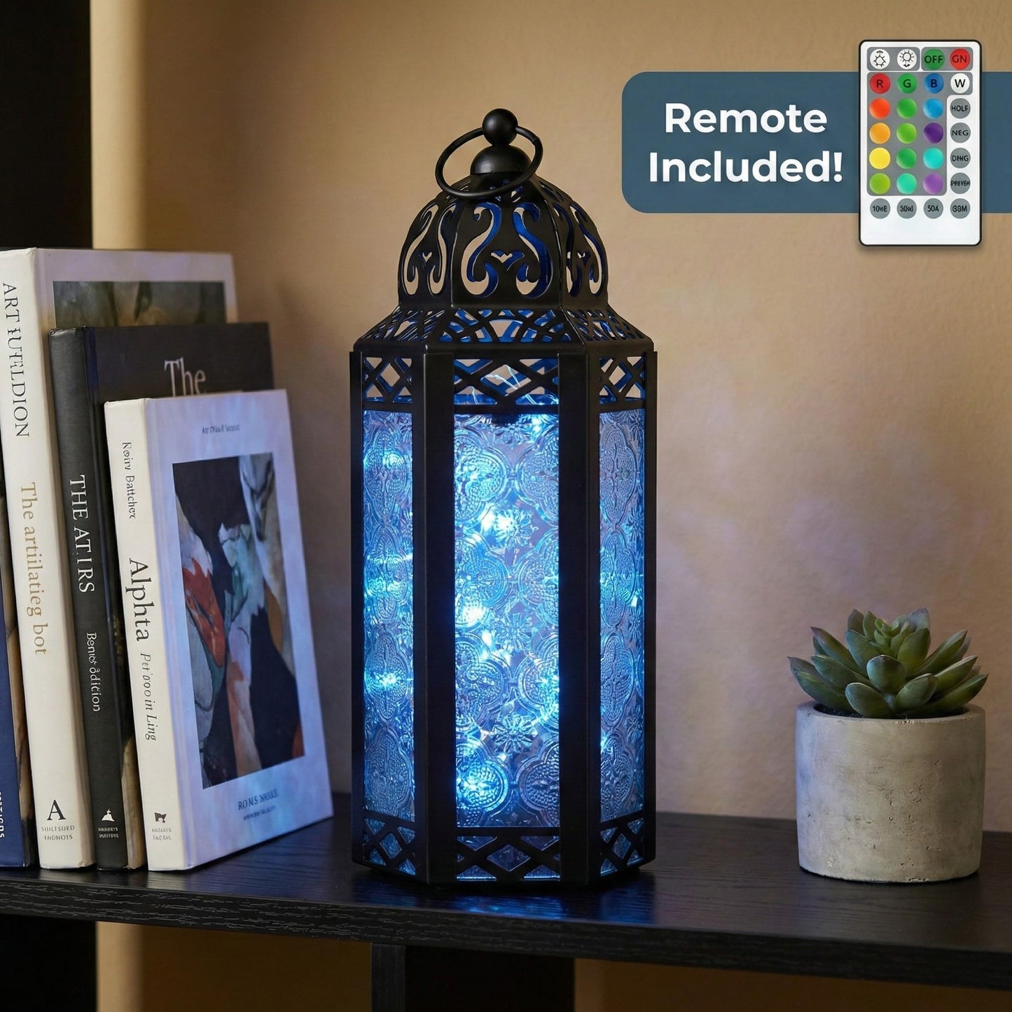 Metal Moroccan Decorative LED Fairy Lights Candle Lantern Holders for Indoor Home Fantasy Decor, Table Centerpieces, Outdoor Patio or Porch, Weddings, Medium - Multicolor Medium - PT02