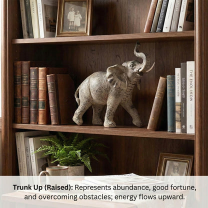 Large 13" African Elephant Statue Gifts for Women, Big Elephant Decor Scuplture with Trunk Up for Home Decor - Brown Large Elephant with Trunk Up - PT03