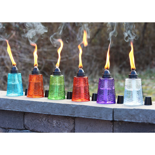 Citronella Table Top Torches for Outdoor Patio, 16oz Decorative Glass Torch Citronella Candles for Outside Deck, Garden, Parties, Set of 3, Assorted - Assorted - MAIN