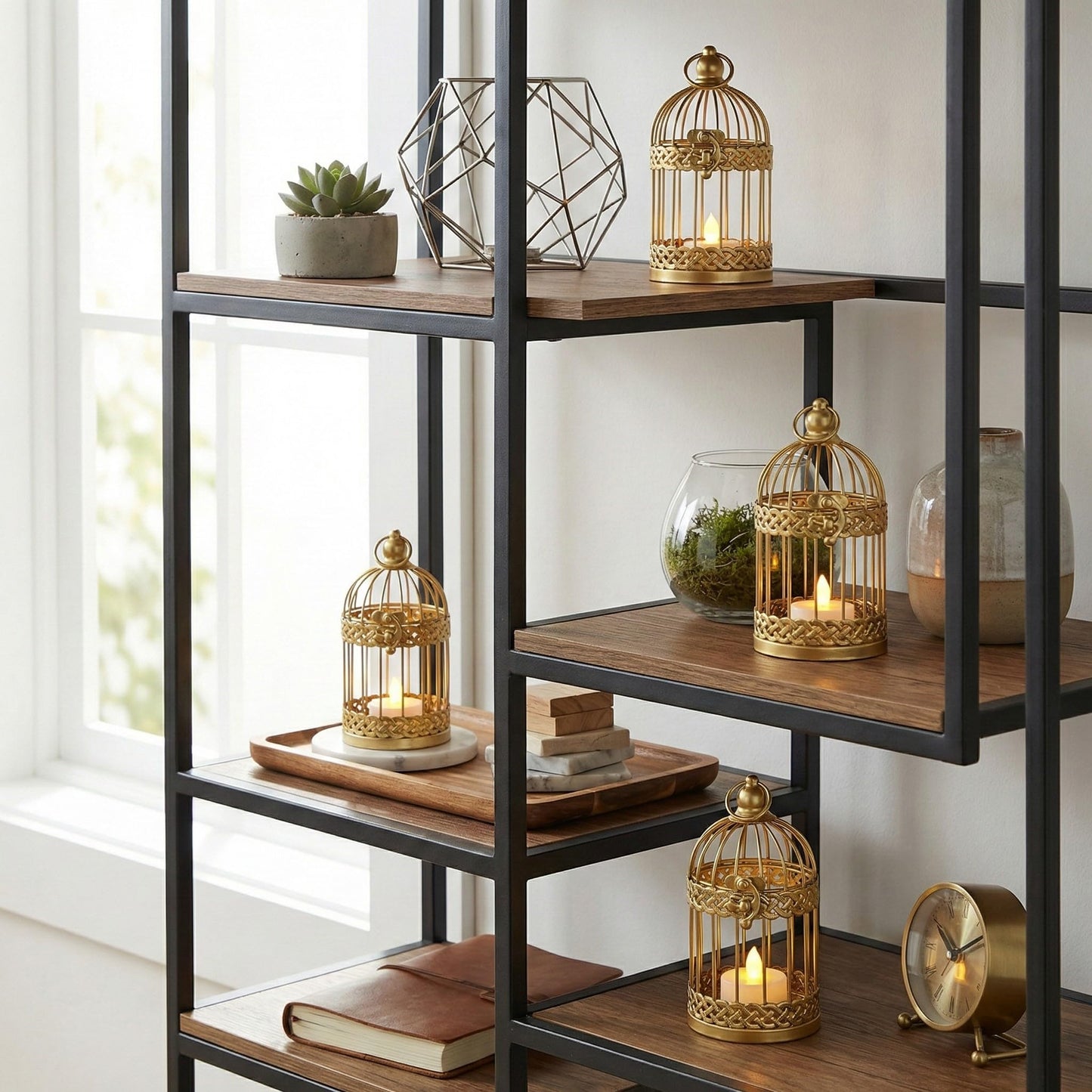 Birdcage Candle Lantern Set - Gold Small - PT05