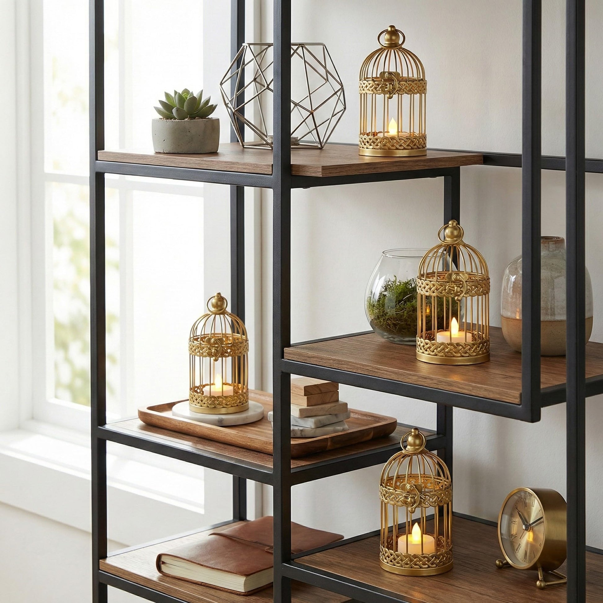 Birdcage Candle Lantern Set - Gold Small - PT05