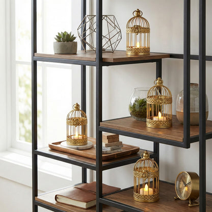 Birdcage Candle Lantern Set - Gold Small - PT05