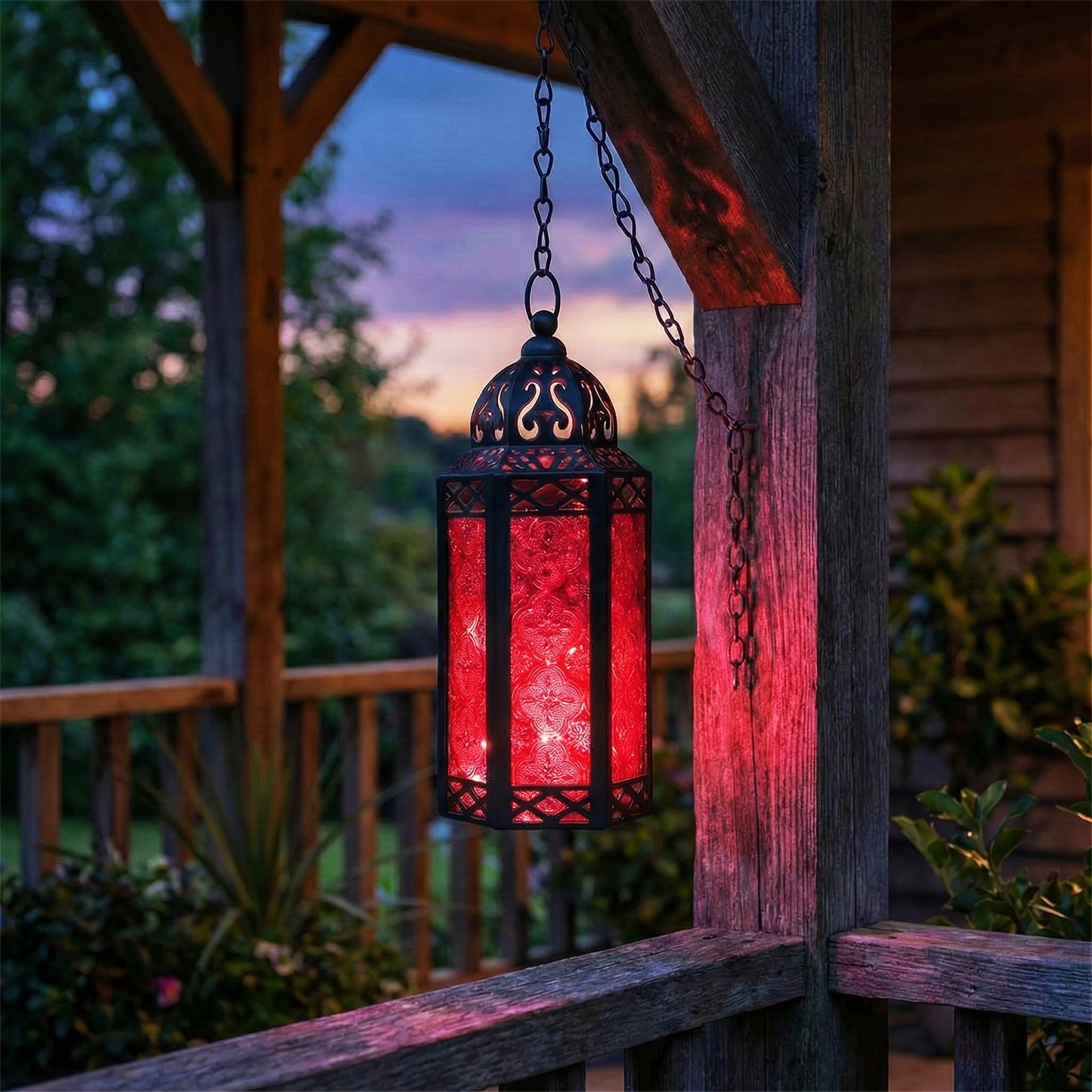 Metal Moroccan Decorative LED Fairy Lights Candle Lantern Holders for Indoor Home Fantasy Decor, Table Centerpieces, Outdoor Patio or Porch, Weddings, Medium - Red Medium - PT07