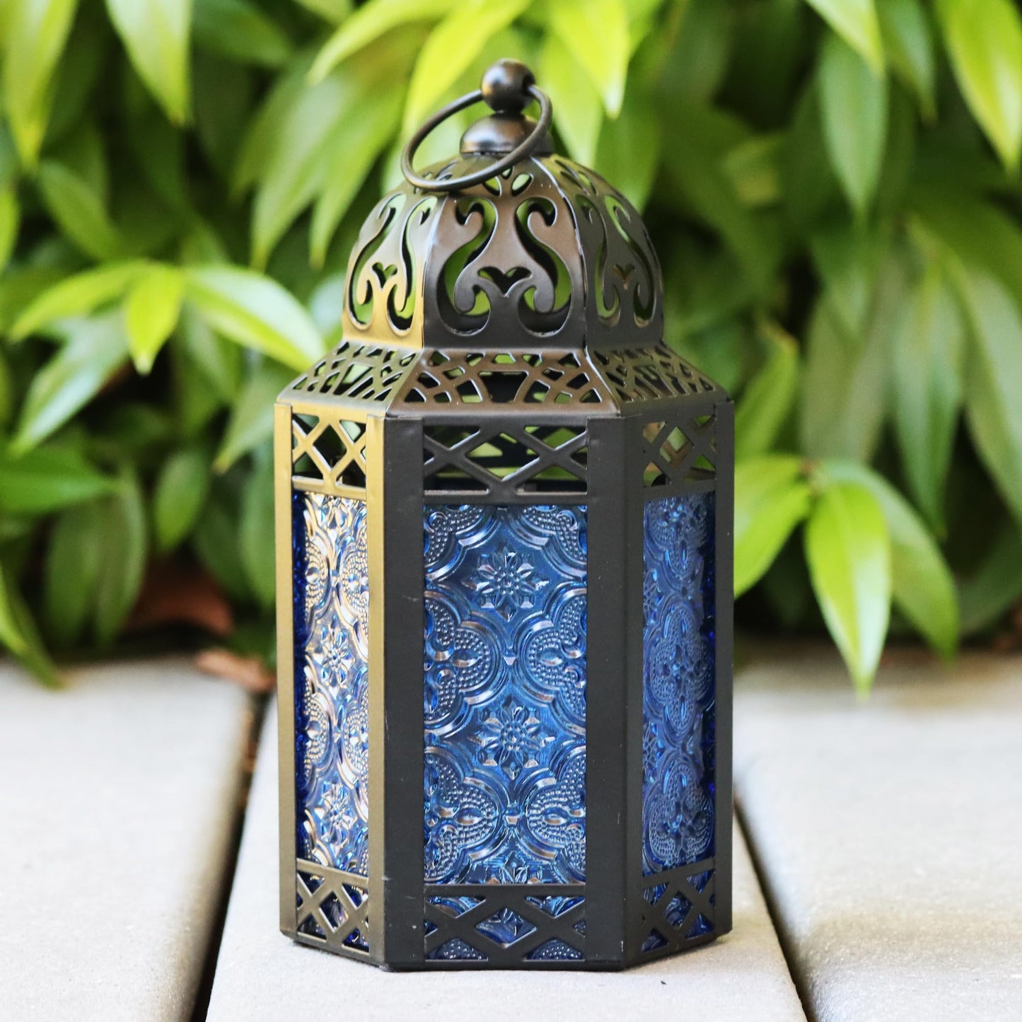 Set of 3 Metal Moroccan Candle Lantern Holders (XL, Large, Small) - Decorative Indoor/Outdoor Decor for Patio, Floor, Weddings & Ramadan - Cobalt XL-LAR-SM - PT04