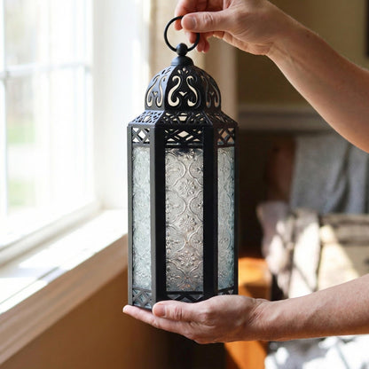 Metal Moroccan Decorative LED Fairy Lights Candle Lantern Holders for Indoor Home Fantasy Decor, Table Centerpieces, Outdoor Patio or Porch, Weddings, Medium - Multicolor Medium - PT05