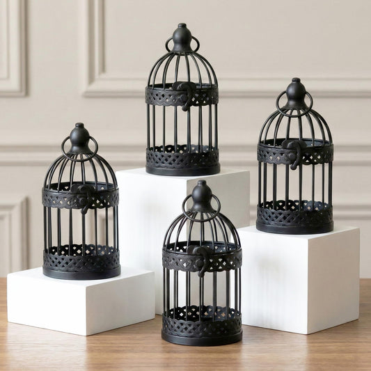 Birdcage Candle Lantern Set - Black Small - MAIN