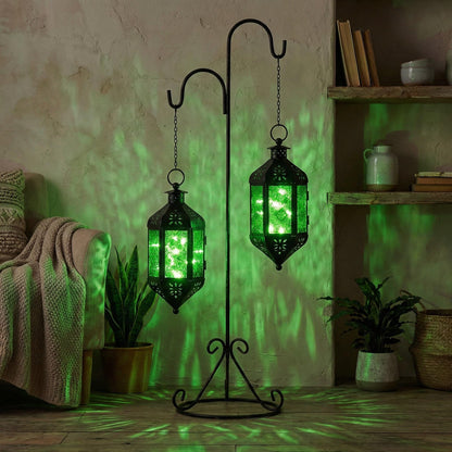 Hanging Moroccan Decorative Candle Lantern Holders for Outdoor Décor - Emerald Green Hanging - PT05
