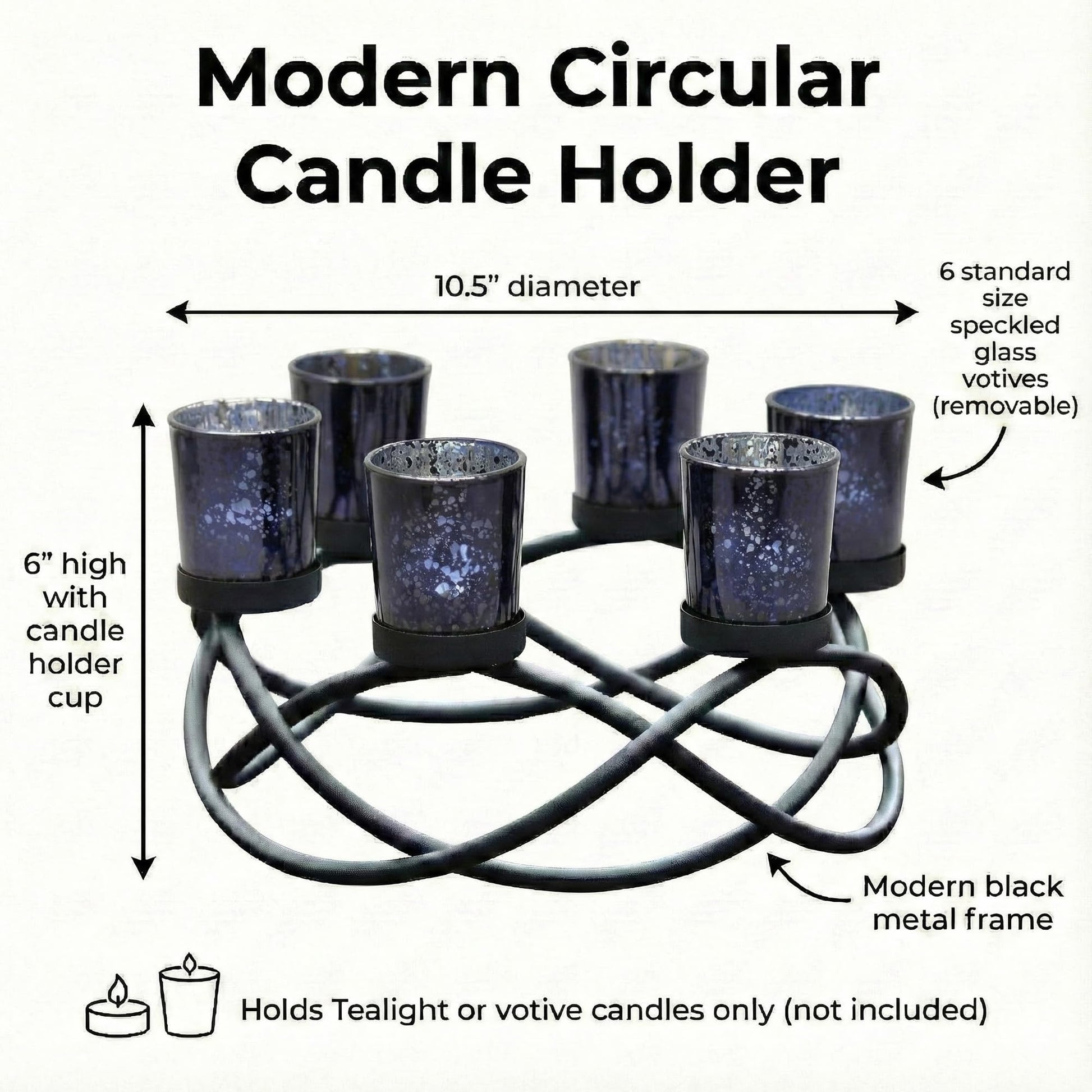 Halloween Candle Holder Centerpiece Decoration – Black Metal Iron 6-Cup Votive Tealight Holder for Spooky Table Gothic Decor, Kitchen & Dining Room, Coffee Tabl - Black 6-Cup - PT03