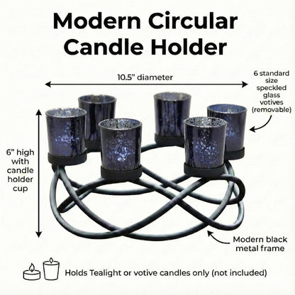 Halloween Candle Holder Centerpiece Decoration – Black Metal Iron 6-Cup Votive Tealight Holder for Spooky Table Gothic Decor, Kitchen & Dining Room, Coffee Tabl - Black 6-Cup - PT03