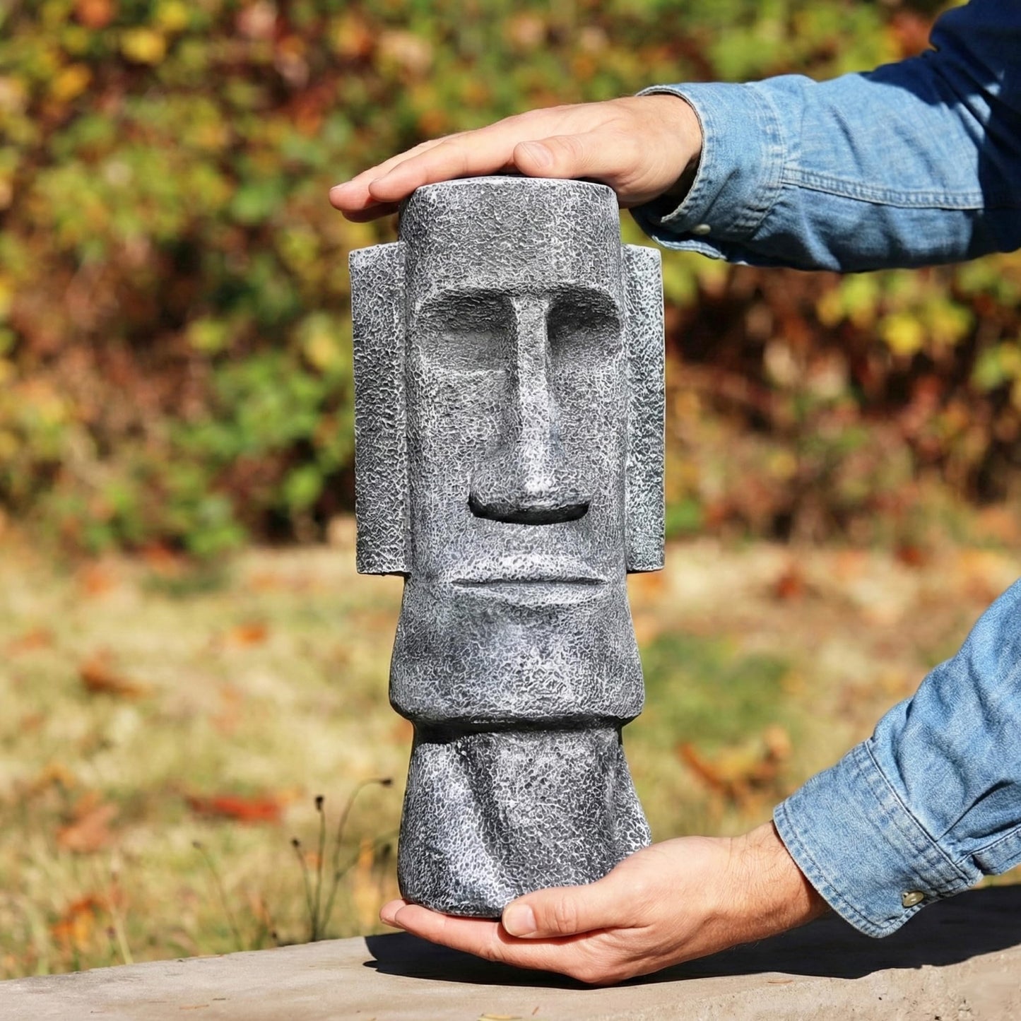 15" Tall Easter Island Moai Monolith Sculpture/Statue, Large - Charcoal Large - 15" - PT04
