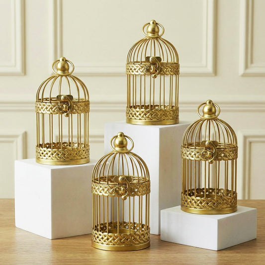 Birdcage Candle Lantern Set - Gold Small - MAIN