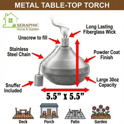 30oz Citronella Torch Candles for Outdoor Patio & Deck – Large Tabletop Stainless Steel Metal Burner Torches for Outside, White (Set of 4) - White 4 Count - PT03