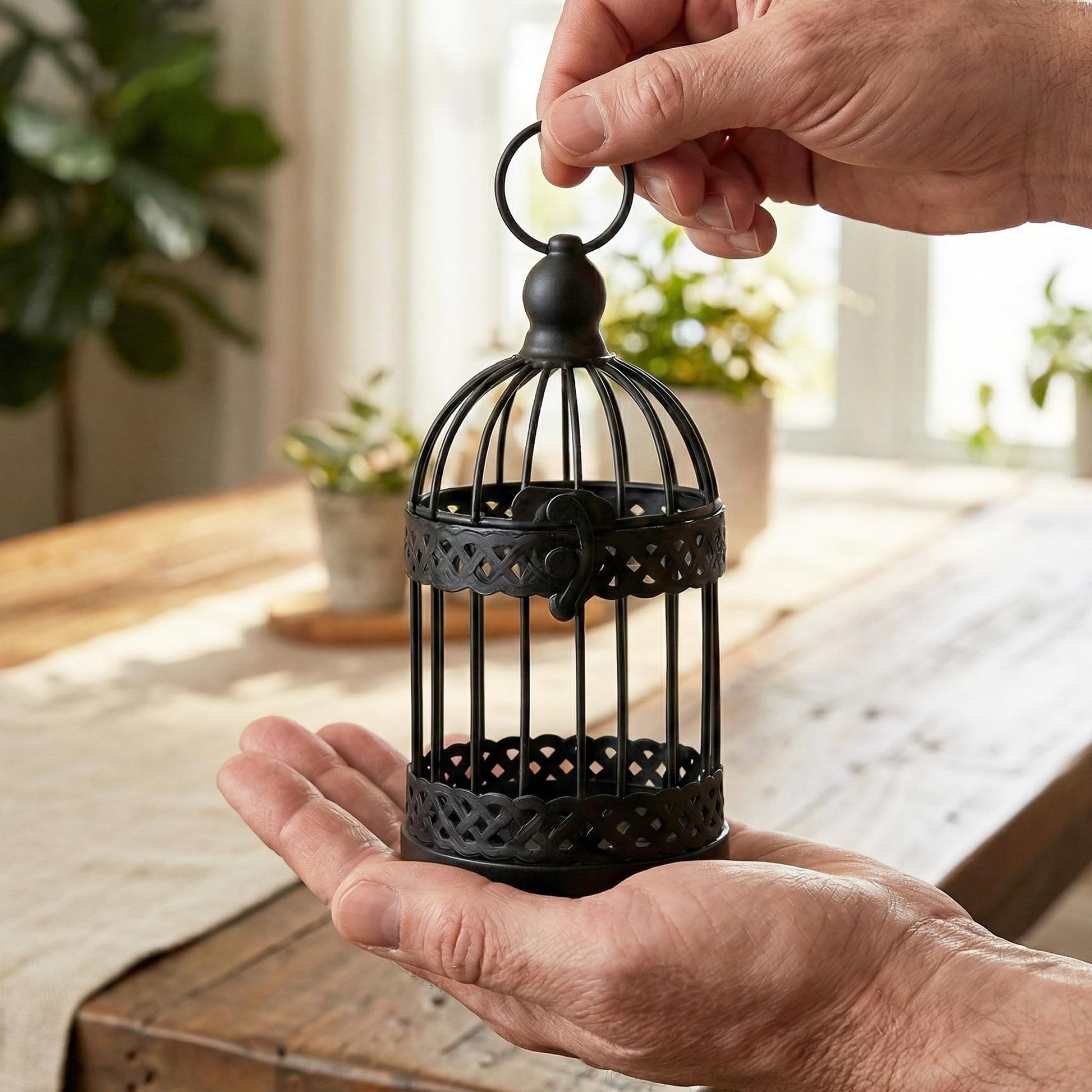 Birdcage Candle Lantern Set - Black Small - PT03