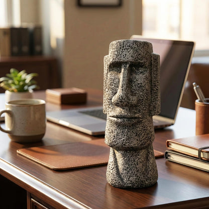9" Tall Easter Island Moai Head Monolith Sculpture/Statue, Medium - Moai Monolith Medium - 9" - PT05