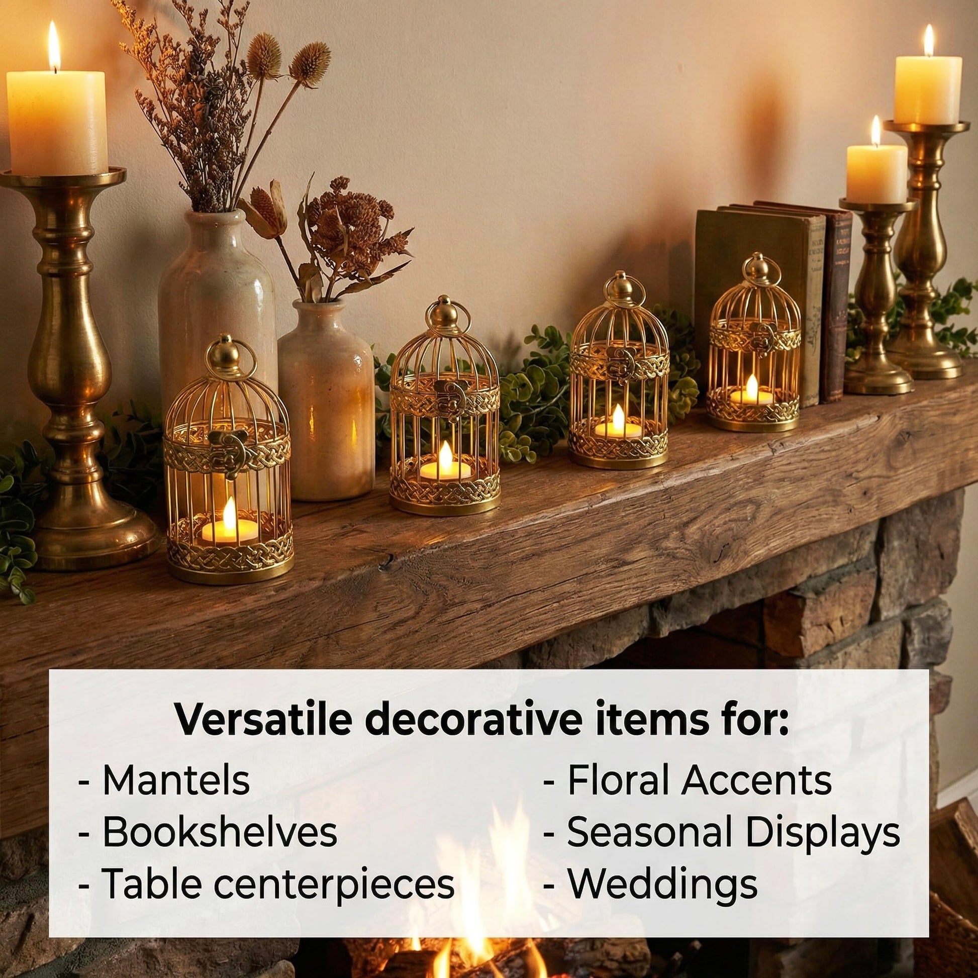 Birdcage Candle Lantern Set - Gold Small - PT01