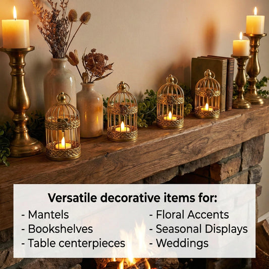 Birdcage Candle Lantern Set - Gold Small - PT01
