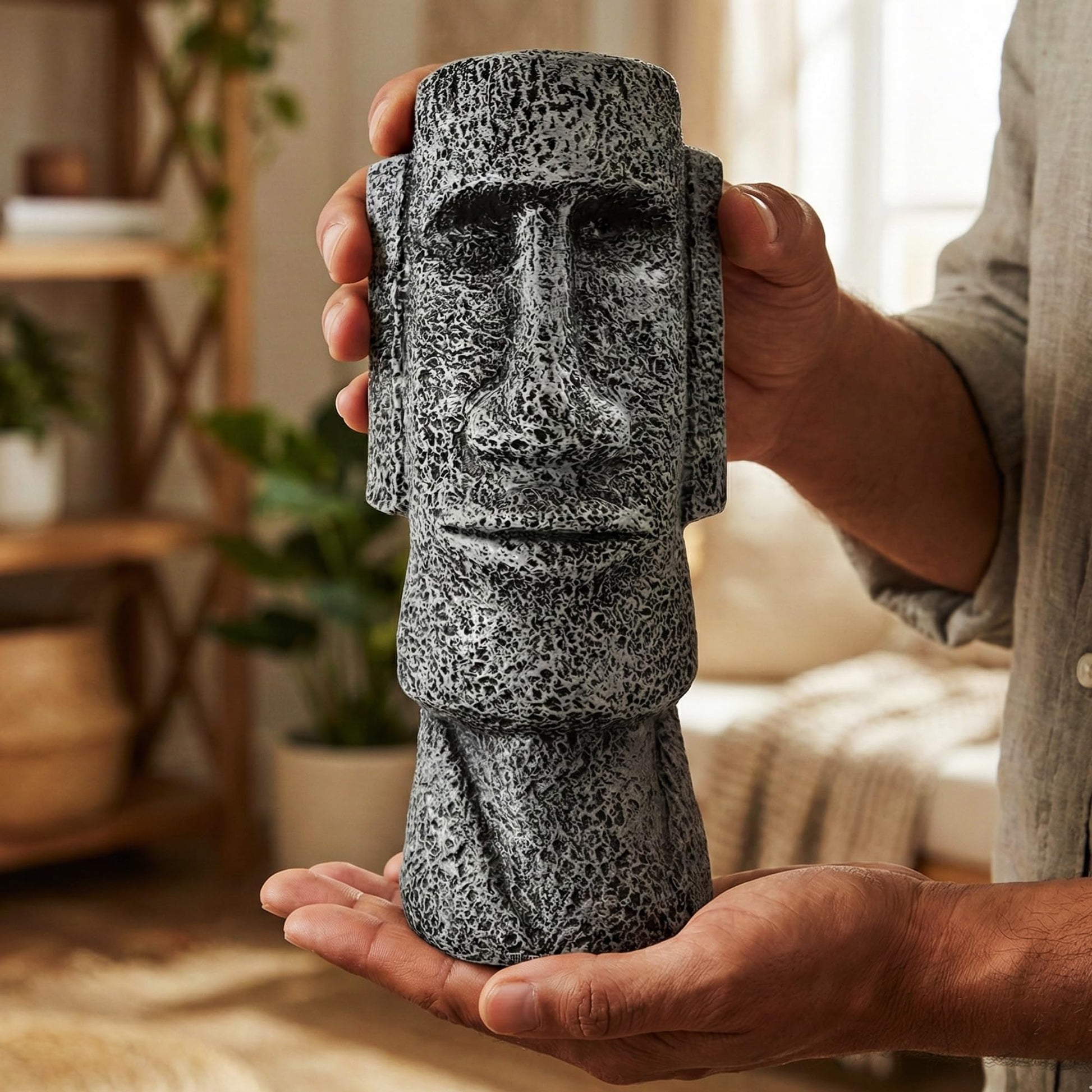 9" Tall Easter Island Moai Head Monolith Sculpture/Statue, Medium - Moai Monolith Medium - 9" - PT03