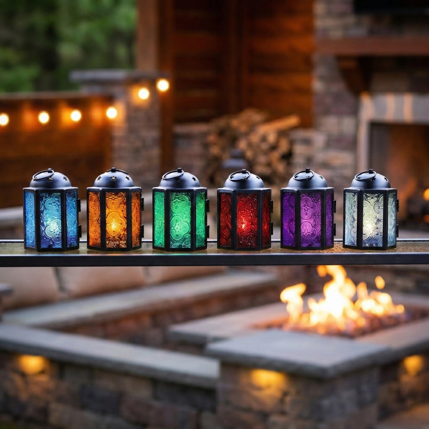 Mini Moroccan Tea Light Candle Holder Lanterns – 4.25" Small Decorative Lantern for Table or Hanging, Metal with Glass Panels – Ramadan, Wedding, Home Decor, As - Assorted Colors 6 - PT06
