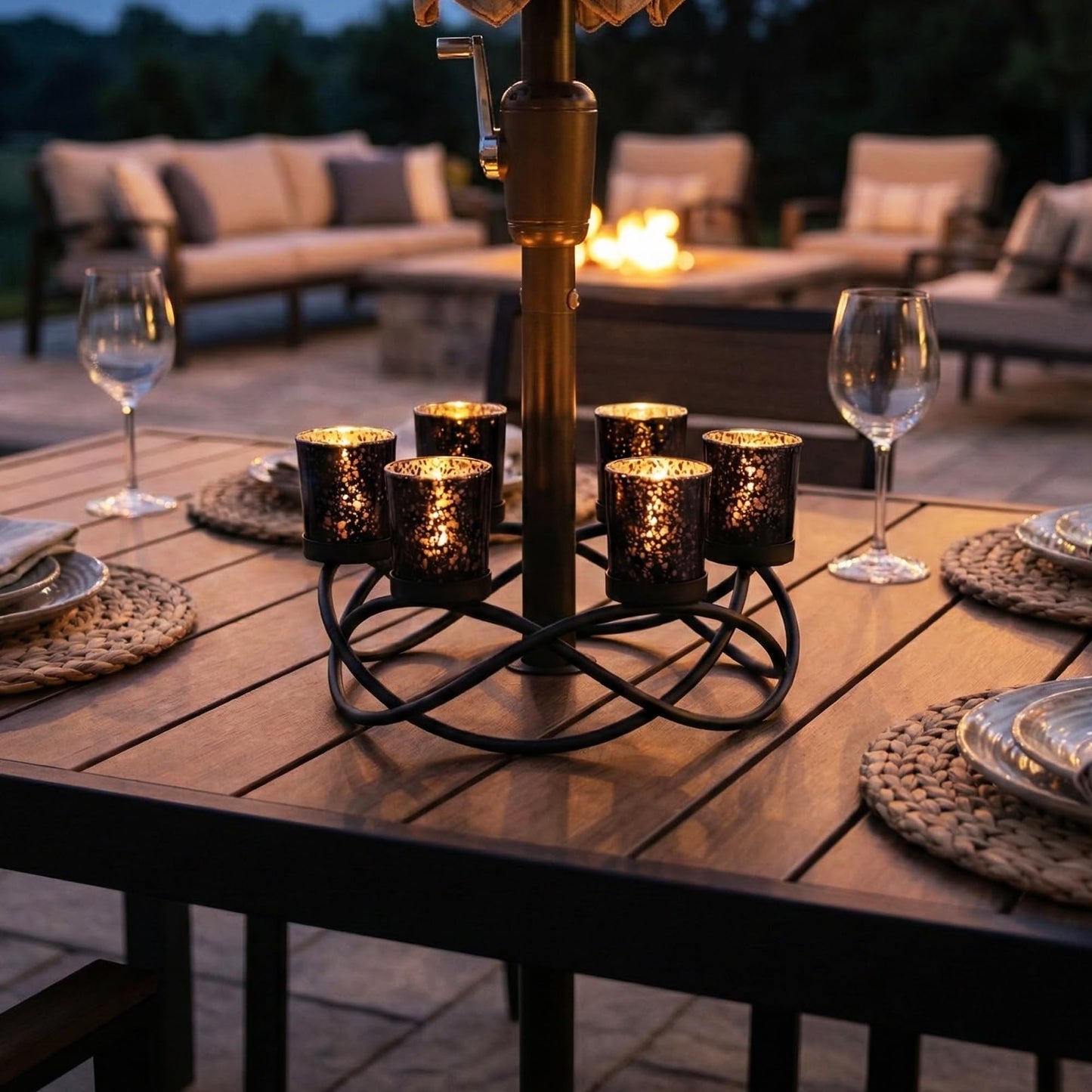 Halloween Candle Holder Centerpiece Decoration – Black Metal Iron 6-Cup Votive Tealight Holder for Spooky Table Gothic Decor, Kitchen & Dining Room, Coffee Tabl - Black 6-Cup - PT05