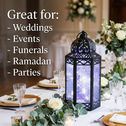 Metal Moroccan Decorative LED Fairy Lights Candle Lantern Holders for Indoor Home Fantasy Decor, Table Centerpieces, Outdoor Patio or Porch, Weddings, Medium - Clear Large - PT07