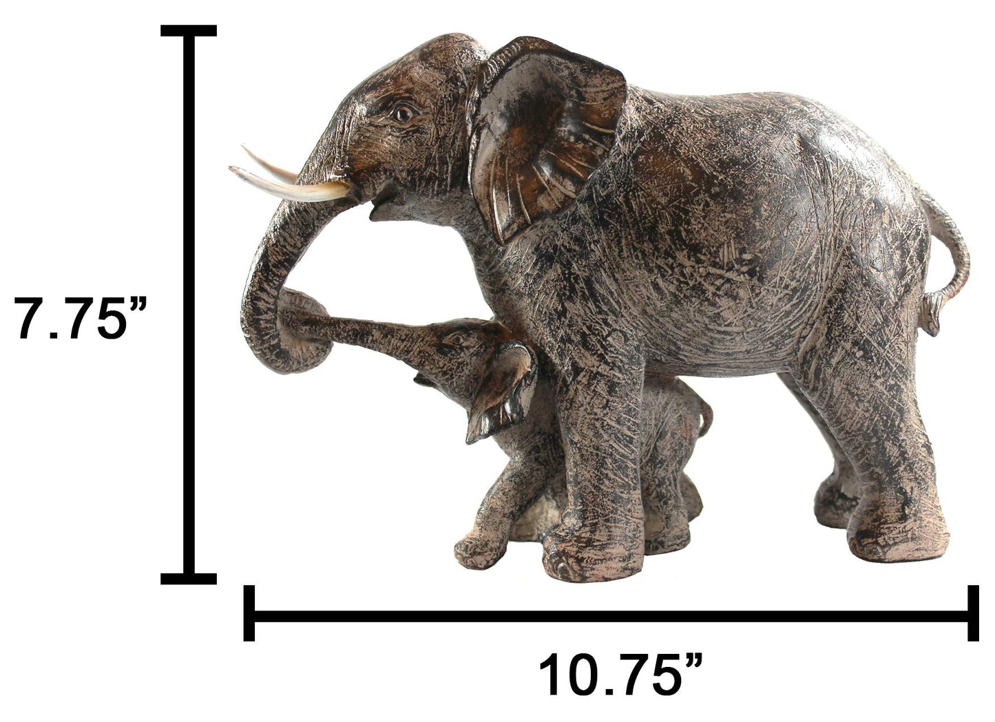 Large Elephant Decor Gifts for Women, African Elephants Mother with Walking Baby Statue - Gray Mother Elephant with Walking Baby - PT08