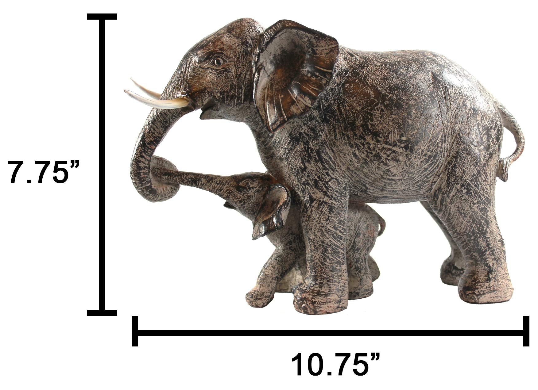 Large Elephant Decor Gifts for Women, African Elephants Mother with Walking Baby Statue - Gray Mother Elephant with Walking Baby - PT08