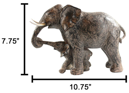 Large Elephant Decor Gifts for Women, African Elephants Mother with Walking Baby Statue - Gray Mother Elephant with Walking Baby - PT08