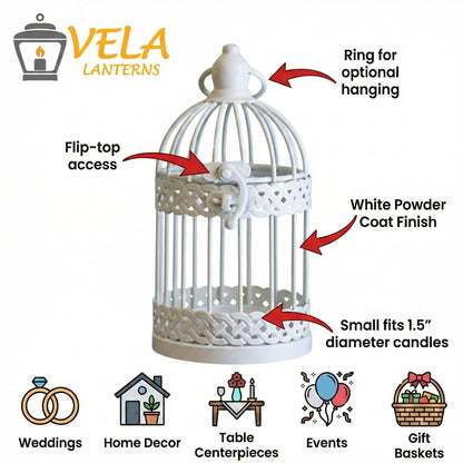Birdcage Candle Lantern Set - White Small - PT03
