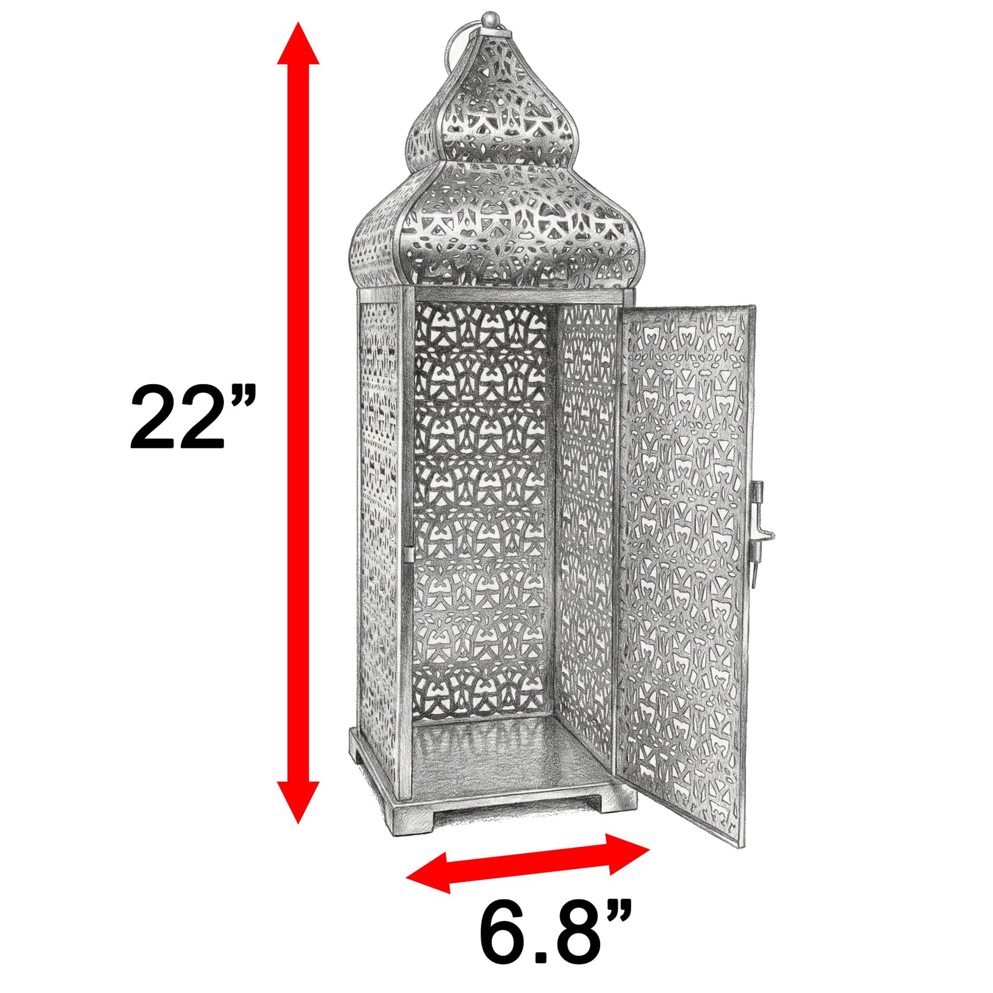 Temple Moroccan Lantern Lamp Decorative Candle Holders - Black 22" - PT05