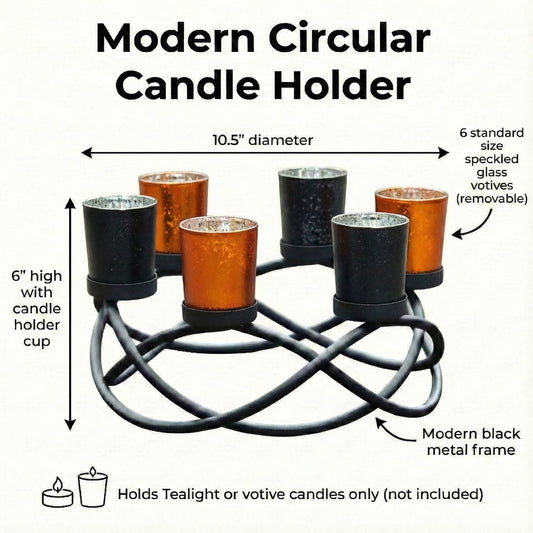 Halloween Centerpiece Table Decor Candle Holder for Kitchen, Dining Room, and Coffee Tables, Glass Votive Tealight Holders, Black, 6 Black/Orange Cups - Black/Orange 6-Cup - PT02