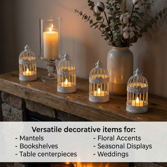 Birdcage Candle Lantern Set - White Small - PT01
