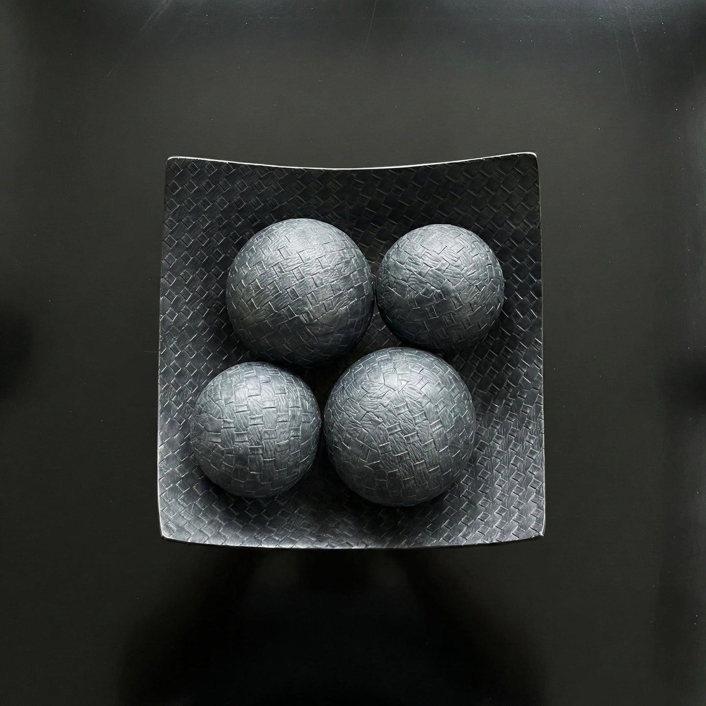 5pc Scoop Bowl Table Centerpieces for Dining Room, Large Decorative Bowls for Coffee Table Decor, Kitchen, Orbs/Balls Included, 14" diagonal. 11" wide and 5.75" - Charcoal Black Large - PT06