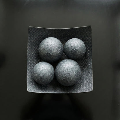 5pc Scoop Bowl Table Centerpieces for Dining Room, Large Decorative Bowls for Coffee Table Decor, Kitchen, Orbs/Balls Included, 14" diagonal. 11" wide and 5.75" - Charcoal Black Large - PT06