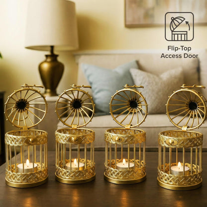 Birdcage Candle Lantern Set - Gold Small - PT07