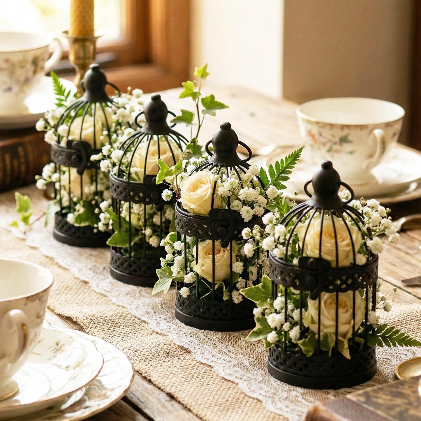 Birdcage Candle Lantern Set - Black Small - PT05