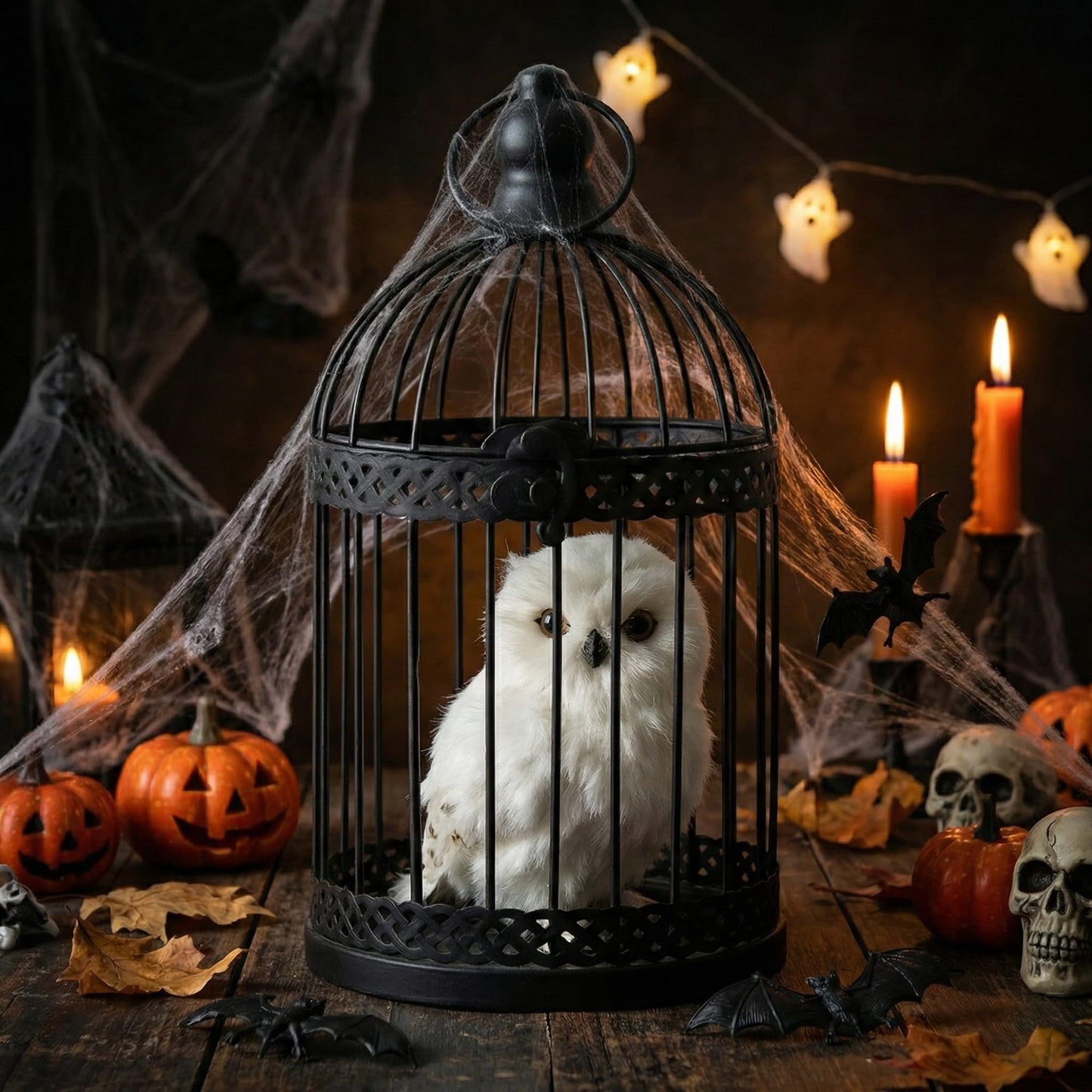 Birdcage Candle Lantern Set - Black Large and Small - PT06