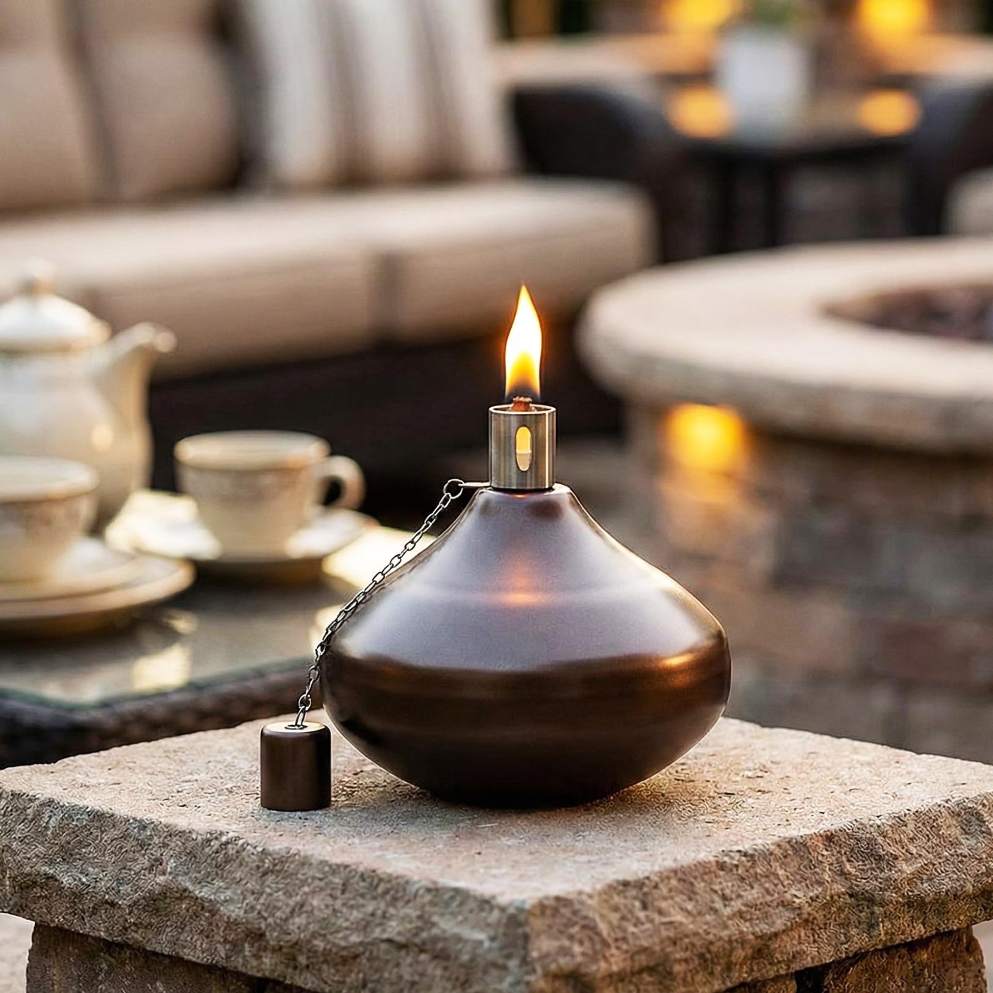Citronella Torch Candles for Outdoor Patio and Deck - 30oz Large Table Top Stainless Steel Metal Burner Torches for Outside, Bronze Finish, Set of 4 - Bronze Finish 4 Count - PT08