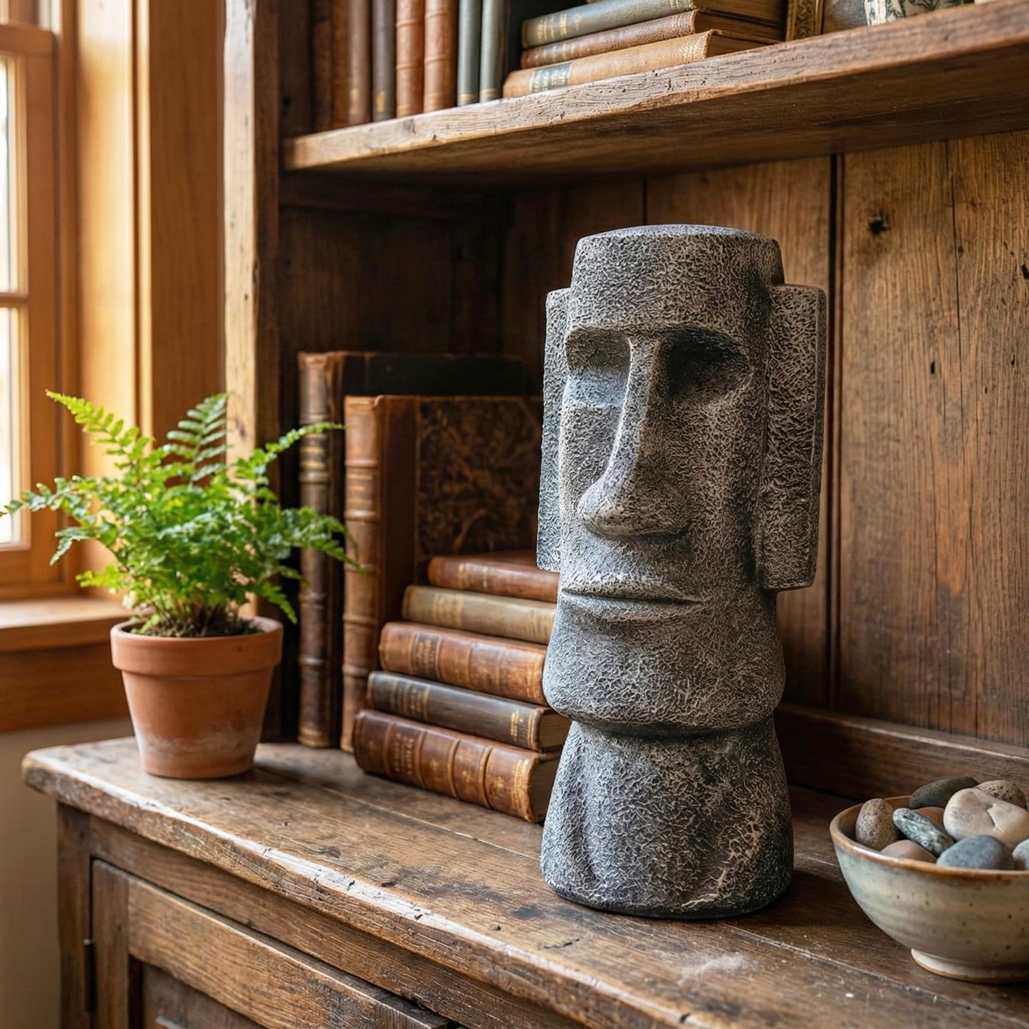 15" Tall Easter Island Moai Monolith Sculpture/Statue, Large - Charcoal Large - 15" - PT06