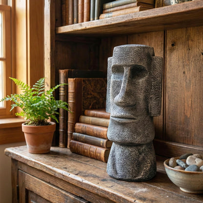 15" Tall Easter Island Moai Monolith Sculpture/Statue, Large - Charcoal Large - 15" - PT06