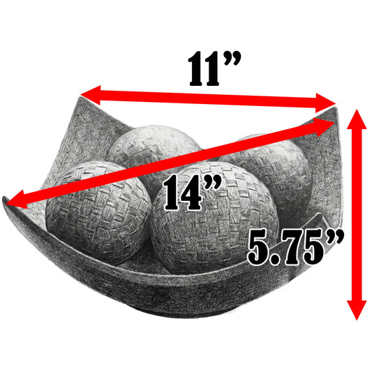 5pc Scoop Bowl Table Centerpieces for Dining Room, Large Decorative Bowls for Coffee Table Decor, Kitchen, Orbs/Balls Included, 14" diagonal. 11" wide and 5.75" - Charcoal Black Large - PT01