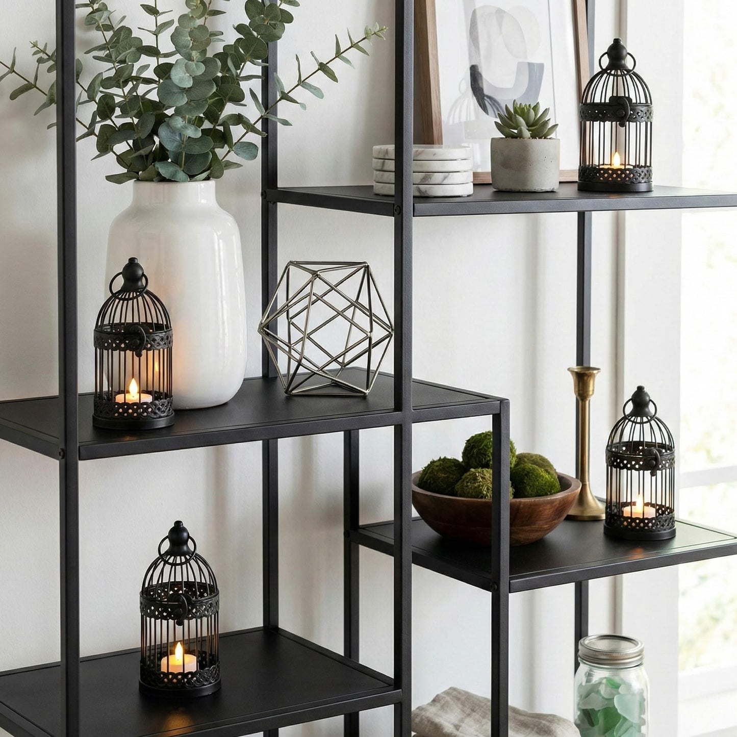 Birdcage Candle Lantern Set - Black Small - PT02