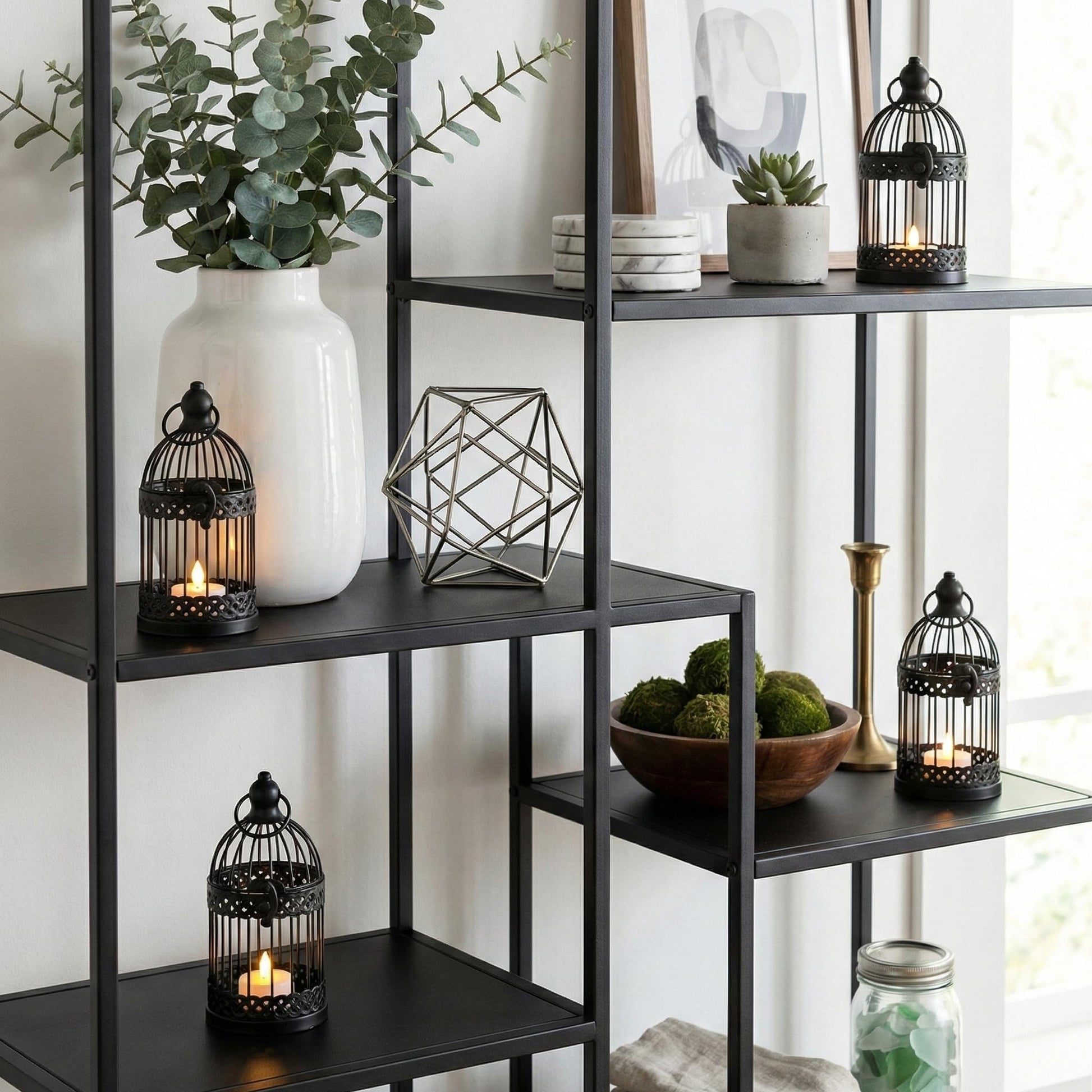Birdcage Candle Lantern Set - Black Small - PT02
