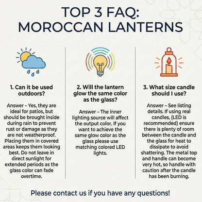 Hanging Moroccan Decorative Candle Lantern Holders for Outdoor Décor - Amber Orange Hanging - PT07