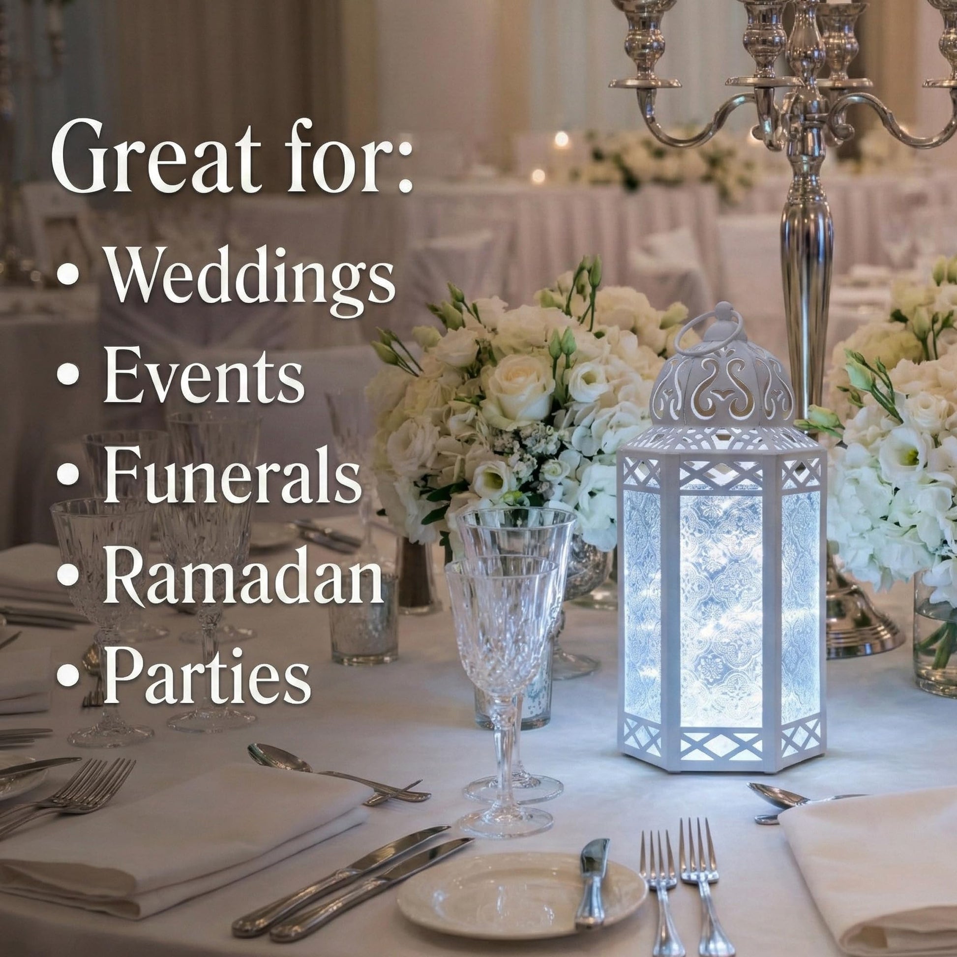 Metal Moroccan Decorative LED Fairy Lights Candle Lantern Holders for Indoor Home Fantasy Decor, Table Centerpieces, Outdoor Patio or Porch, Weddings, Medium - White Large - PT04