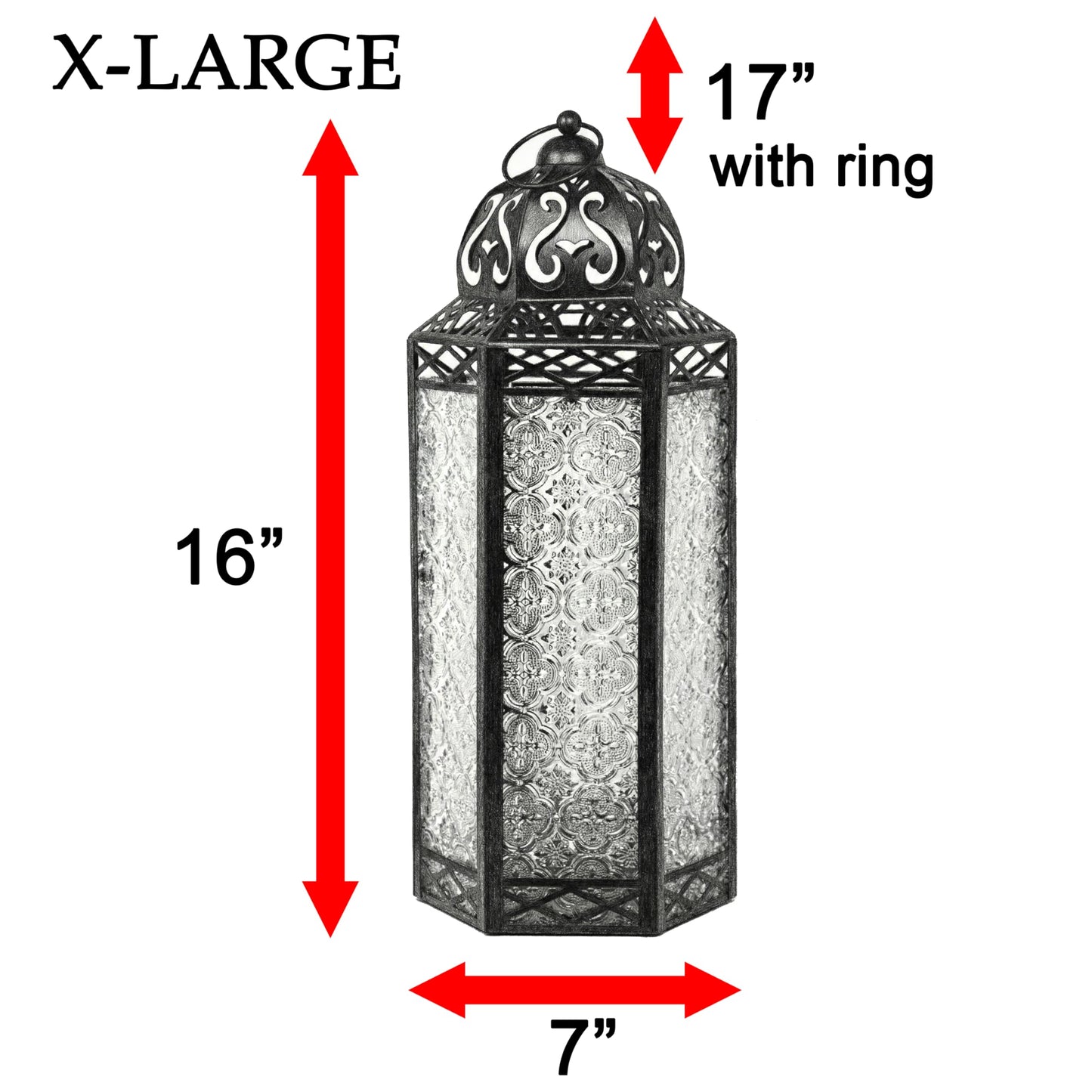 Gold Metal Decorative Moroccan Lantern Candle Holder Lamp - Indoor/Outdoor, Home Decor, Patio, Weddings, Christmas - Gold Extra Large - PT06