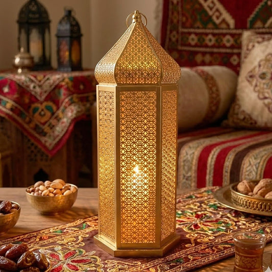 Tower Temple Moroccan Lantern Lamp Decorative Candle Holders - Gold Extra Large - MAIN