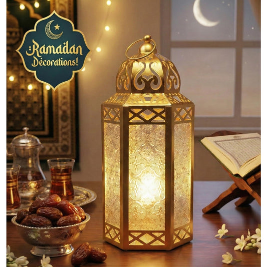 Gold Metal Decorative Moroccan Lantern Candle Holder Lamp - Indoor/Outdoor, Home Decor, Patio, Weddings, Christmas - Gold Large - PT01